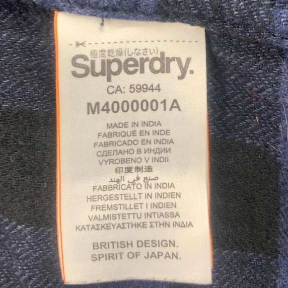 Superdry Flannel Shirt Mens L Plaid Blue Black Collared Classic Fit Workwear - Picture 10 of 13